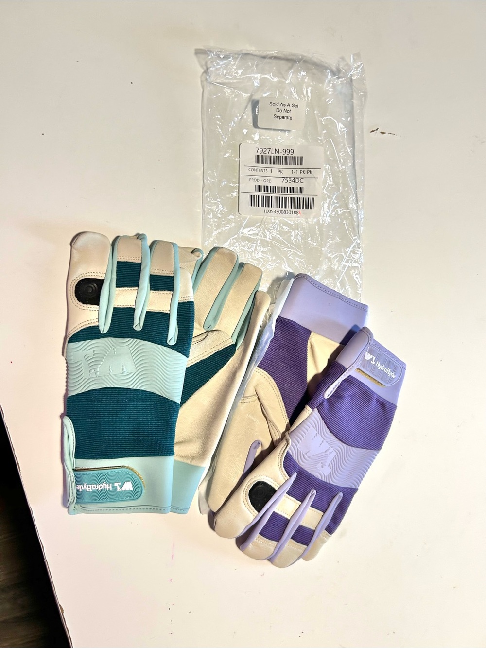 Hydrahyde Women's Protective Work Gloves - Teal & Lavender waterproof leather